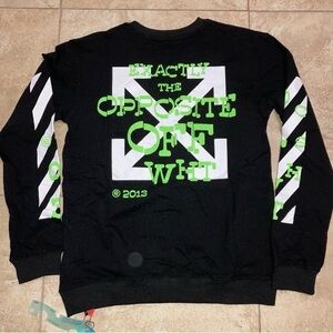 Off-White Black Sweatshirt with Neon Green Accents